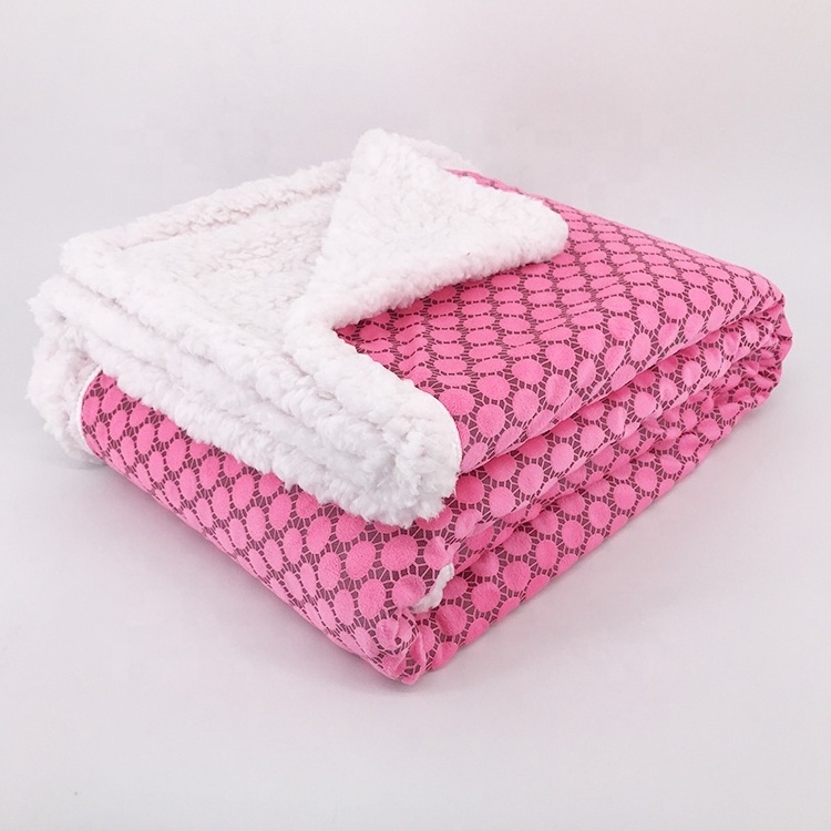 Wholesale High Quality Fleece Blanket Children Warm Polyester Reversible Flannel Sherpa Baby Blanket for Winter Jacquard