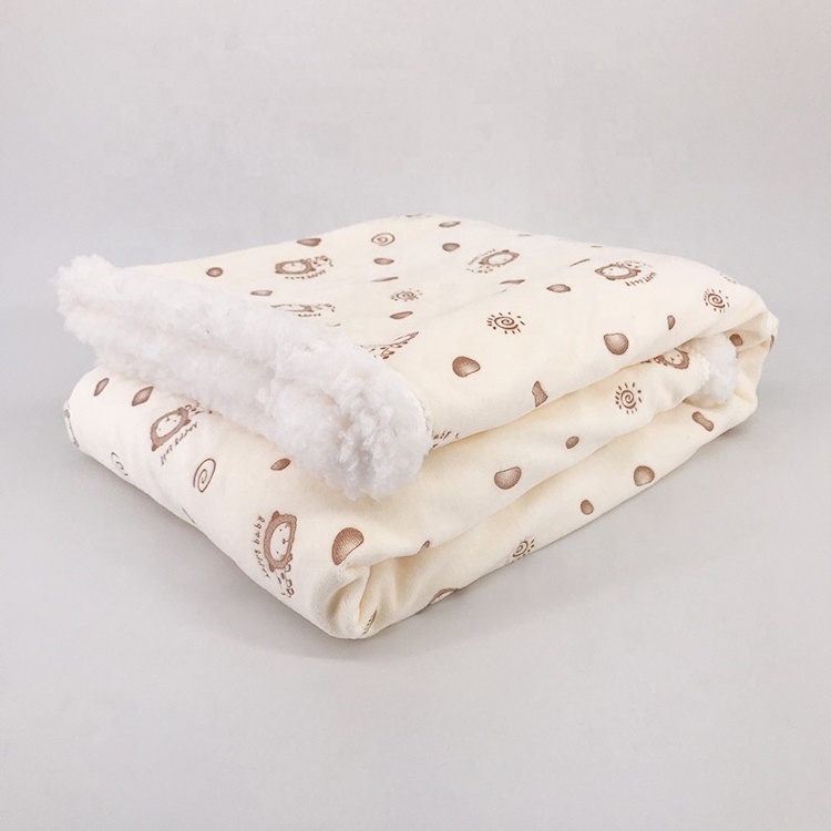 Wholesale High Quality Fleece Blanket Children Warm Polyester Reversible Flannel Sherpa Baby Blanket for Winter Jacquard