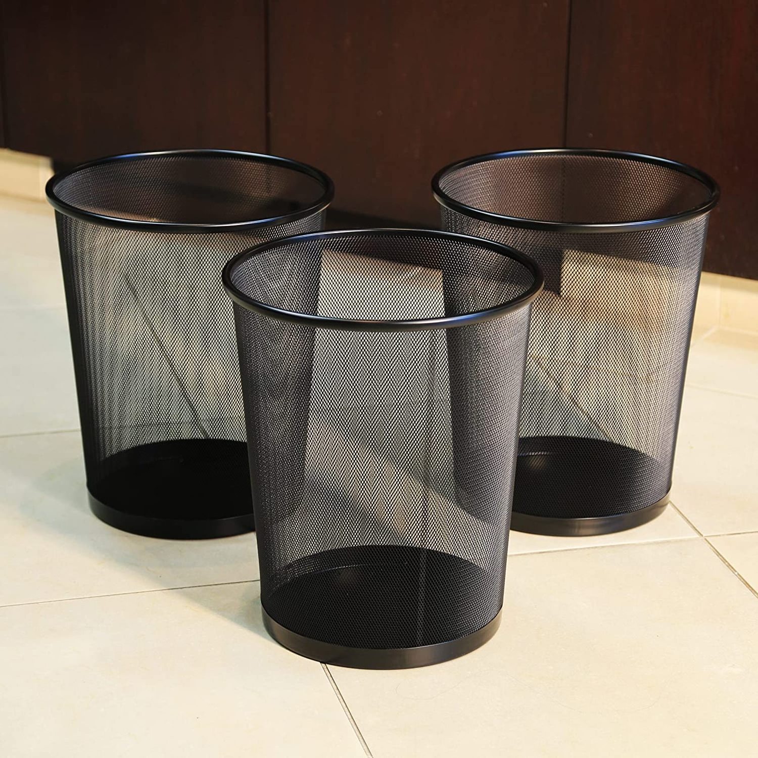 Factory Direct Sales Bin Waste Home Black Mesh bin wire metal mesh waste trash bin for garbage