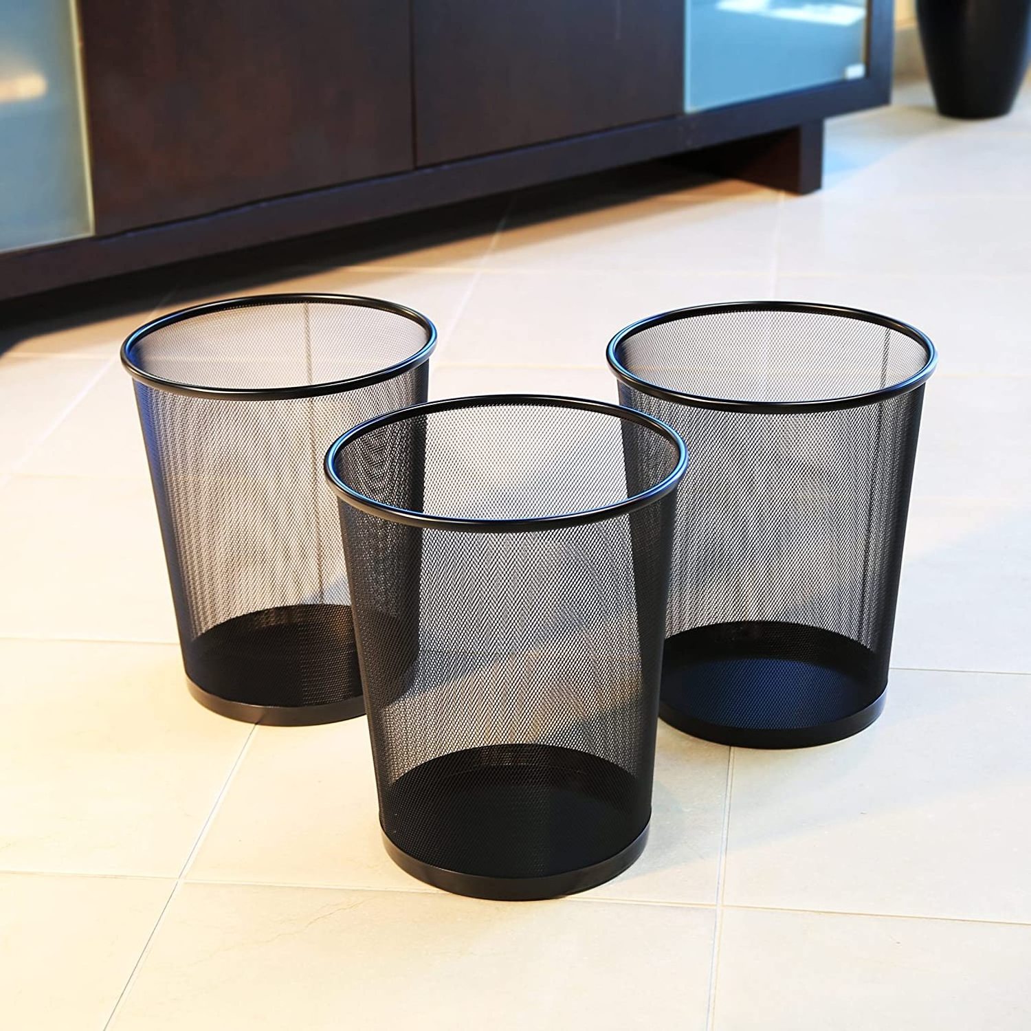 Factory Direct Sales Bin Waste Home Black Mesh bin wire metal mesh waste trash bin for garbage