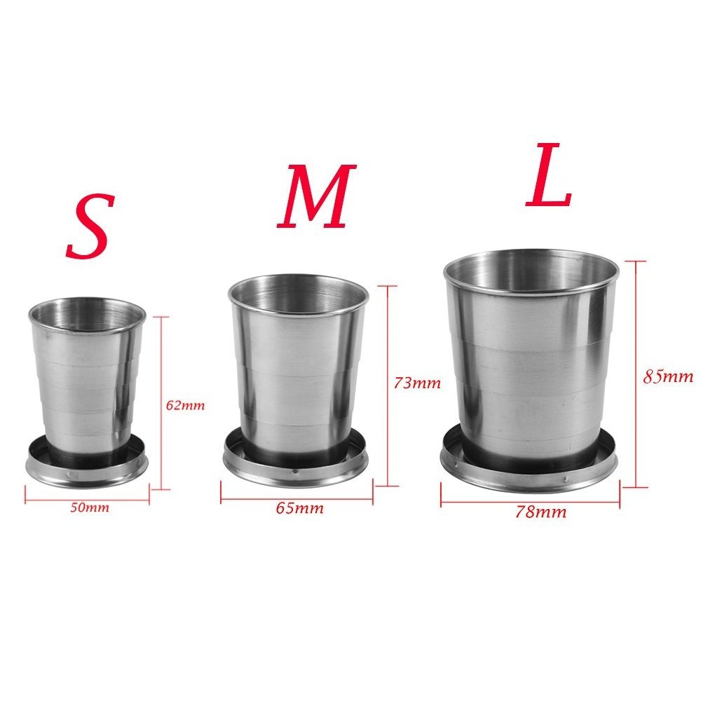 Stainless Steel Camping Mug Camping Stainless Steel Folding Cup Portable Outdoor Travel Demountable Collapsible Cup