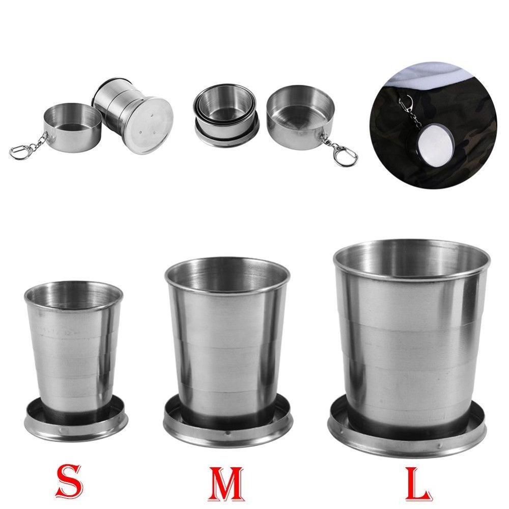 Stainless Steel Camping Mug Camping Stainless Steel Folding Cup Portable Outdoor Travel Demountable Collapsible Cup