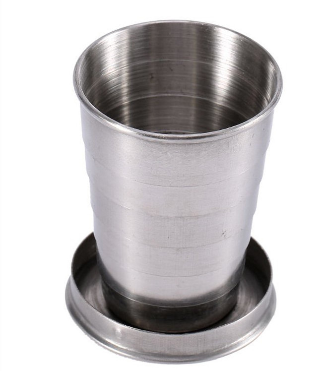 Stainless Steel Camping Mug Camping Stainless Steel Folding Cup Portable Outdoor Travel Demountable Collapsible Cup