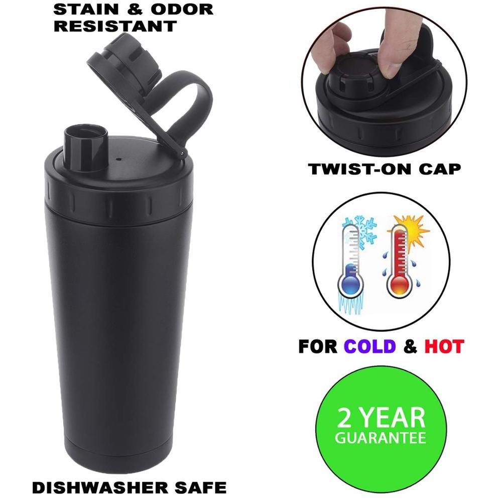 20oz Protein Shaker Bottle Stainless Steel Protein Shaker Hot/Cold Dishwasher Safe/Double Wall