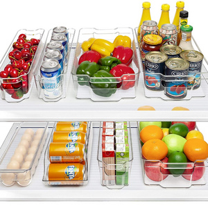 8 Pieces BPA-Free Clear Plastic Refrigerator Pantry Fridge Organizer Bins Kitchen Cabinets for Freezer and Pantry