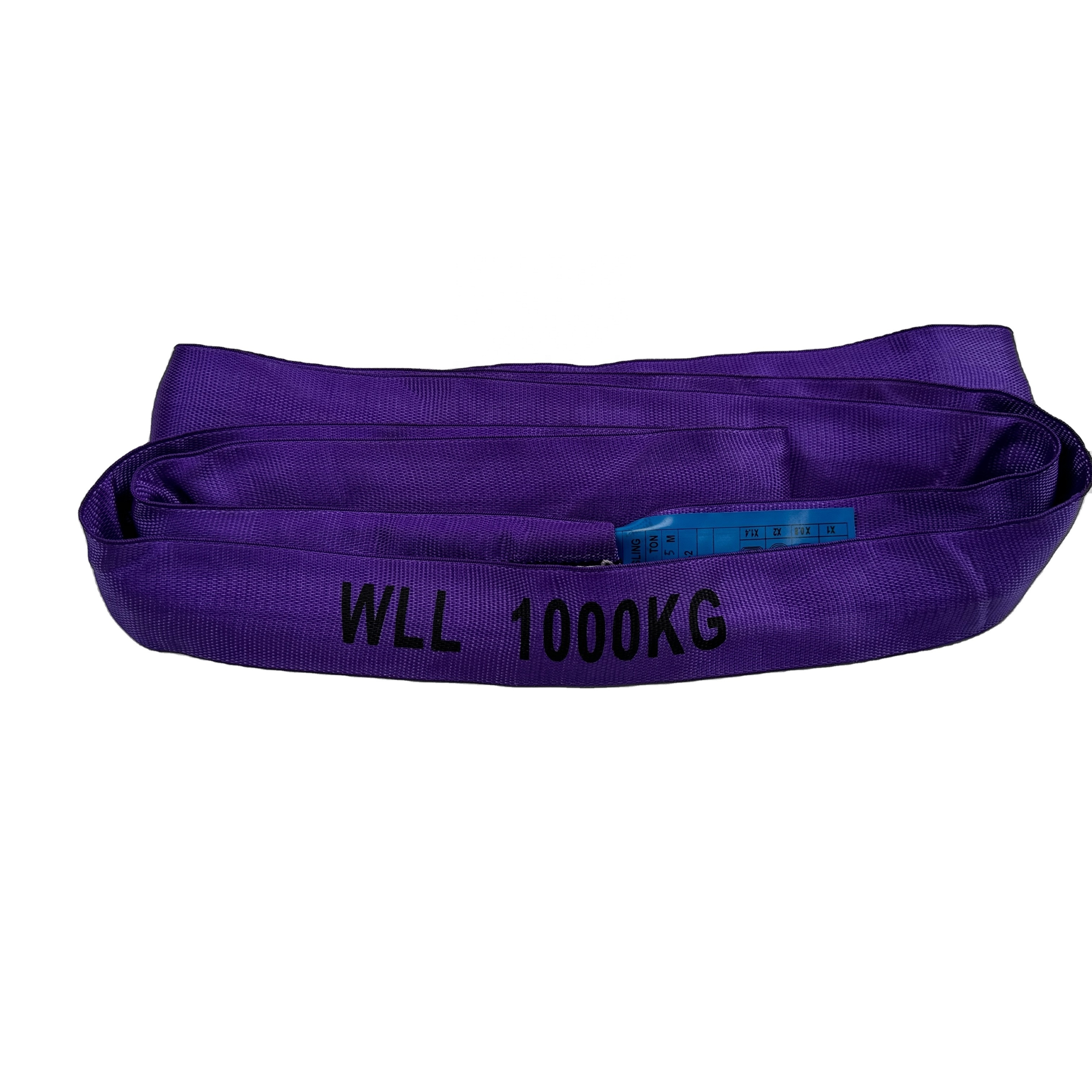 1t purple Polyester round Webbing Lifting Sling for Crane Lifting with round Eye for Crane Use belt tubular webbing round sling