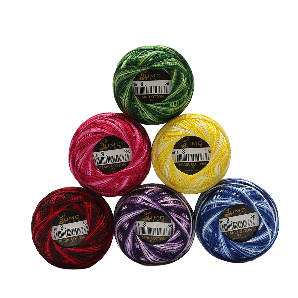 Customized Factory Direct Pearl Cotton Crochet Thread Size 8 100% Cotton 10 Grams per Ball over 350 colors 10