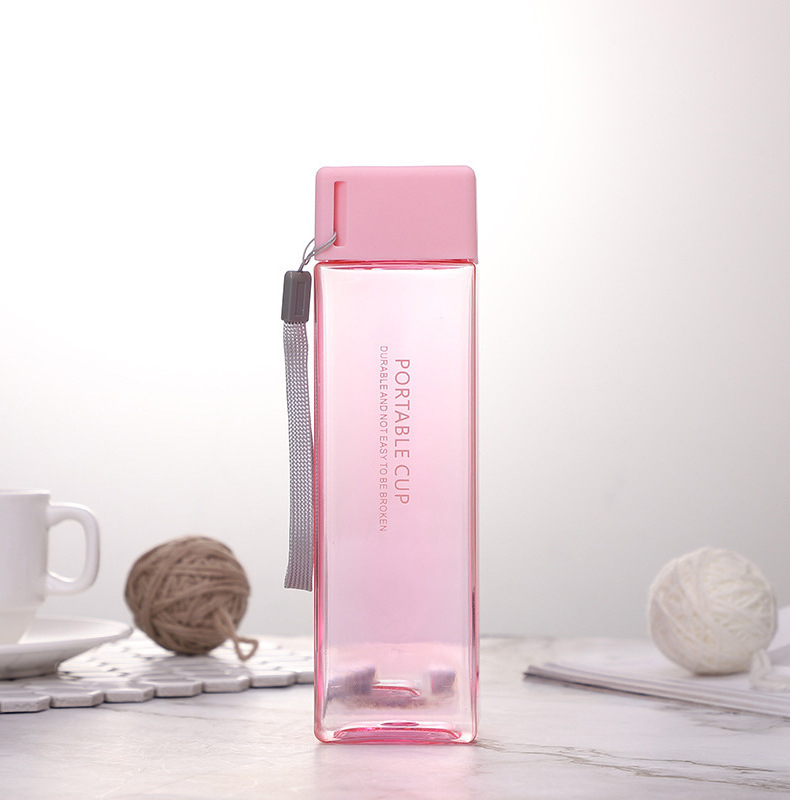 Cute Milk Tea Bottle Water Korean Clear Transparent Water Bottles Plastic Cute Square Water Bottles with Custom Logo