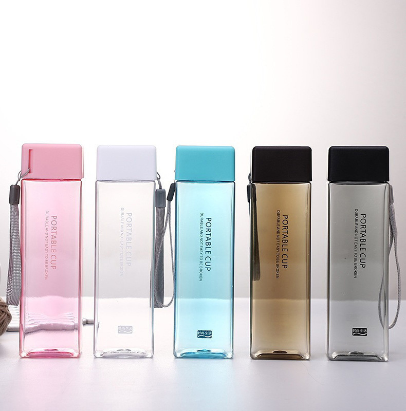 Cute Milk Tea Bottle Water Korean Clear Transparent Water Bottles Plastic Cute Square Water Bottles with Custom Logo