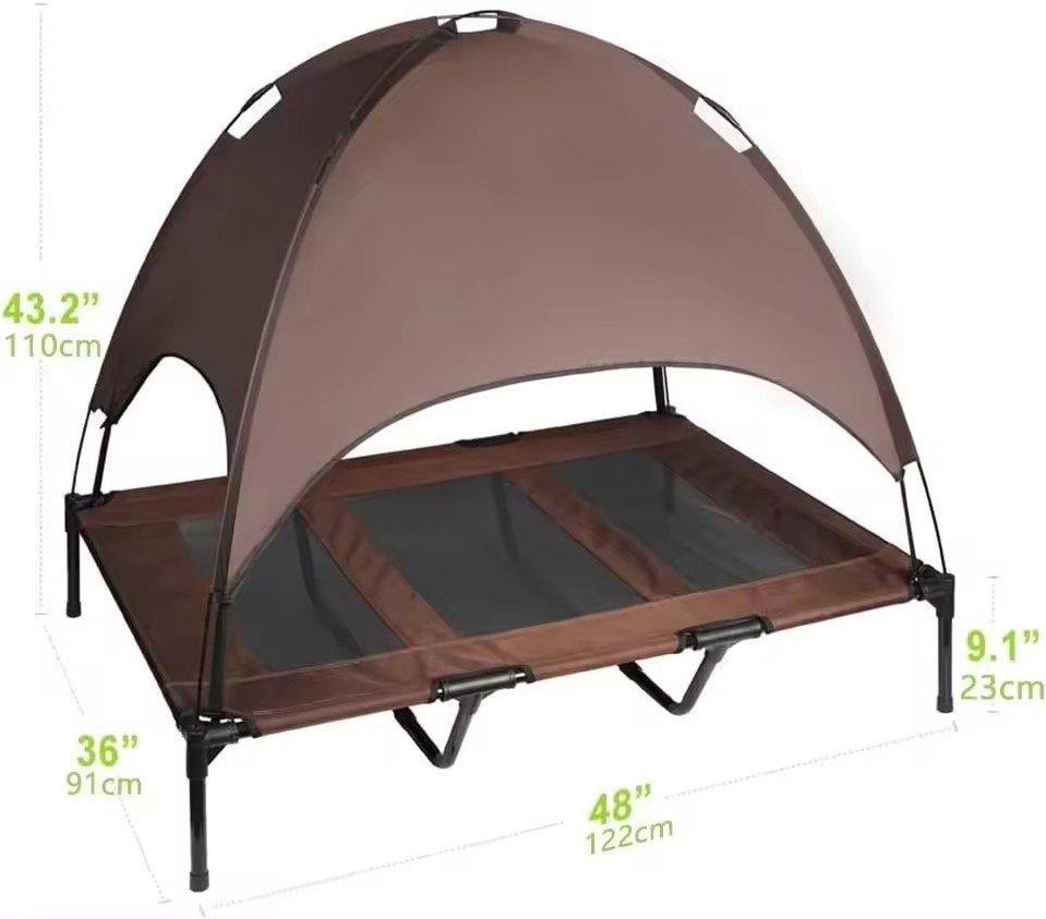 Uniperor Outdoor Dog cot Tent-style Elevated Pet Bed with Canopy Portable tent for Camping or Beach Durable 1680D Oxford Fabric