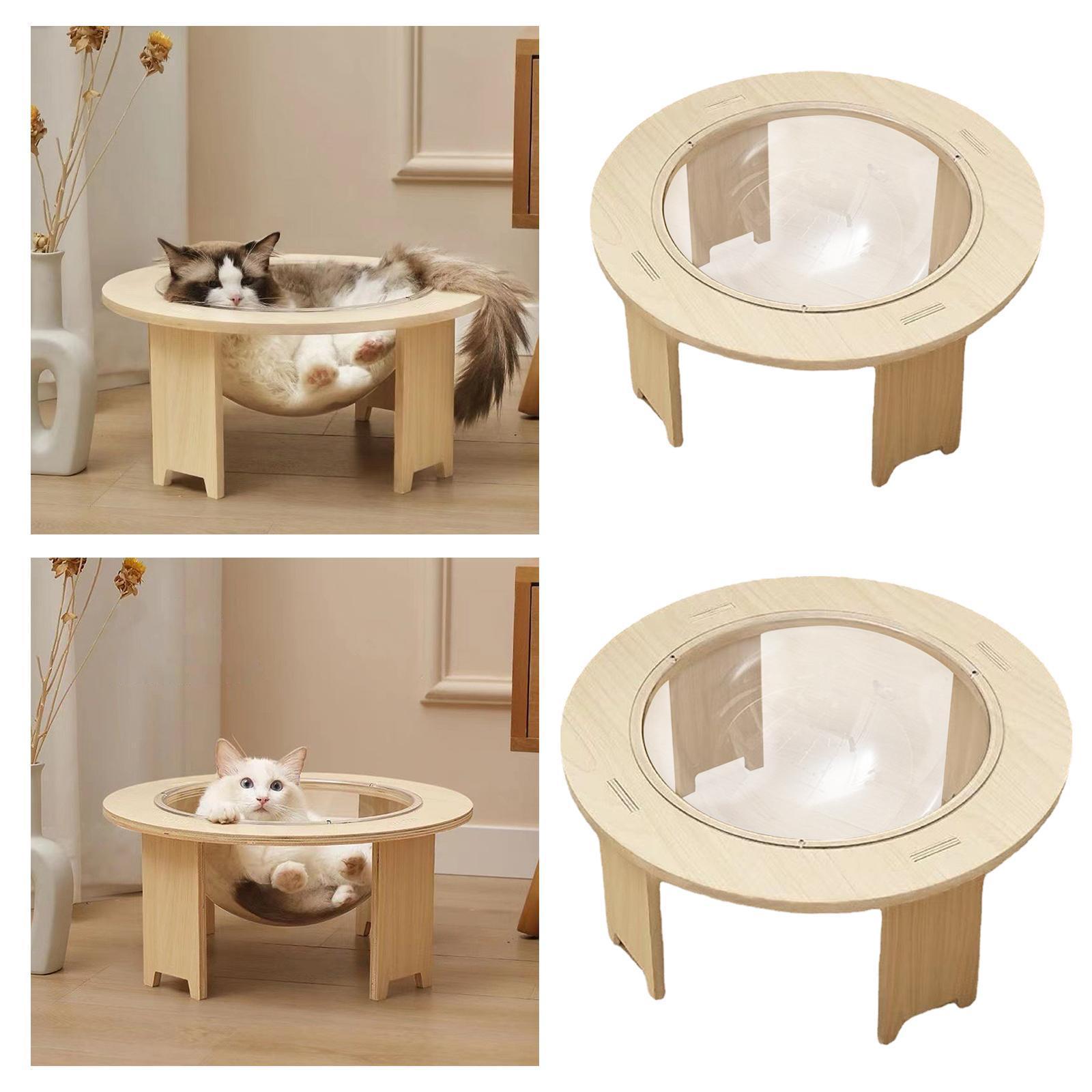 Uniperor Four Seasons Universal Comfort Portable Acrylic Space Capsule Wooden Cat Crate for Indoor Kitten Puppy Bed Pet Products