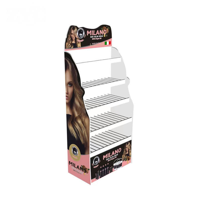 Custom Pop Cosmetic Cardboard Display Paper Shelf Display Rack For Hair Extension