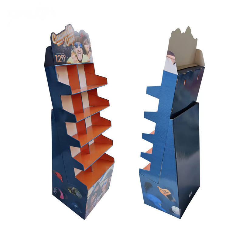 Custom Design Cardboard Floor Display Stand Pop Cardboard Display Shelf For Hats