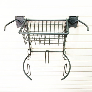 Garage golf rack bag stand and basket wall mounted metal golf rack and basket display for slat wall