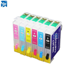 Refillable ink cartridge for Epson T0801-6 for Stylus Photo P50 PX650 PX700W inkjet printers