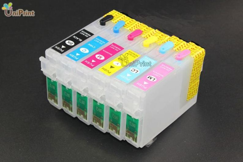 Refillable ink cartridge for Epson T0801-6 for Stylus Photo P50 PX650 PX700W inkjet printers