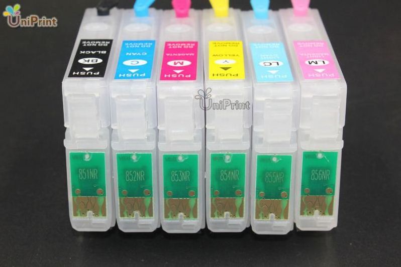 Refillable ink cartridge for Epson T0801-6 for Stylus Photo P50 PX650 PX700W inkjet printers