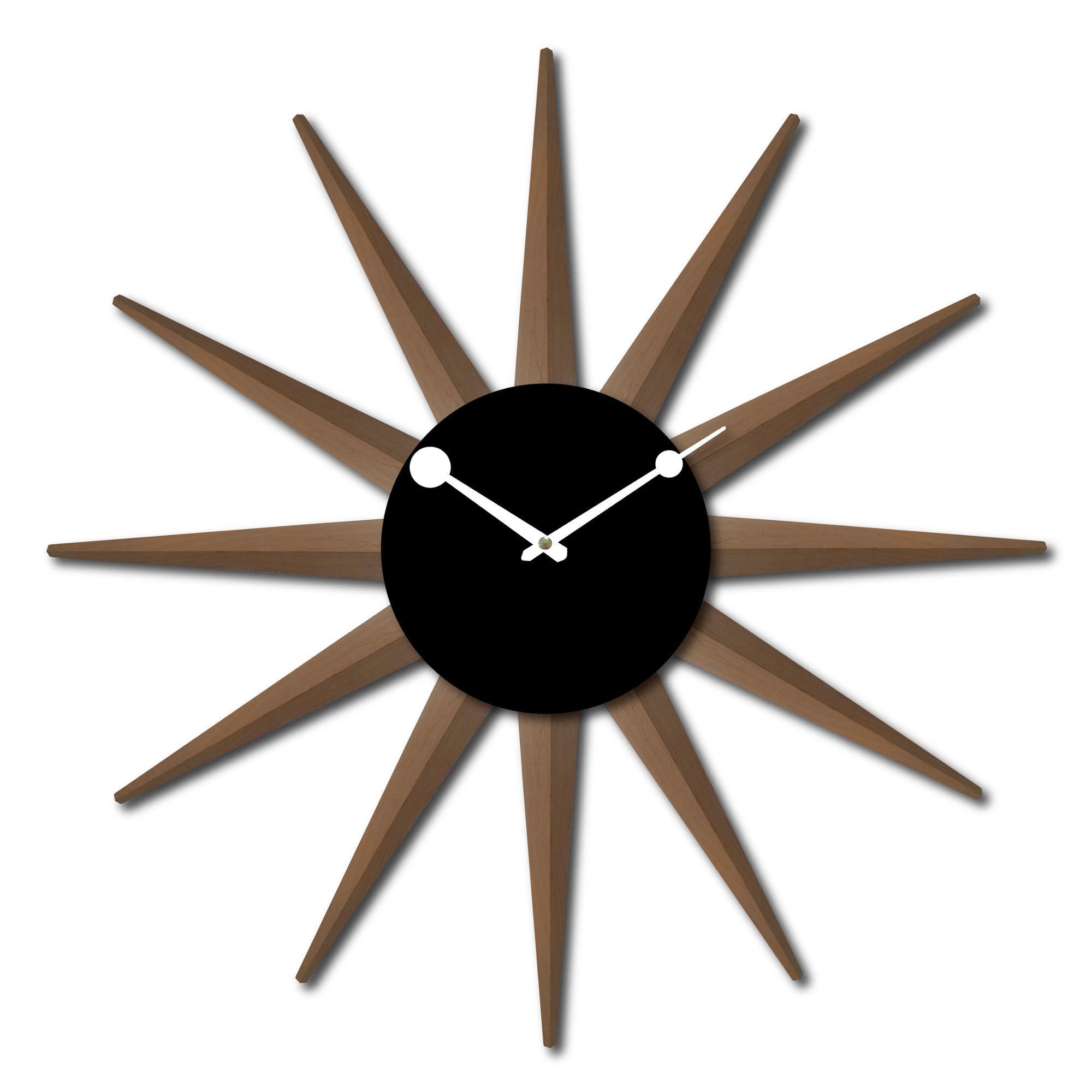 Modern Sunburst&Starburst Patterned Design Decorative Battery Operated Wooden Wall Clock For HOME Living Room Office