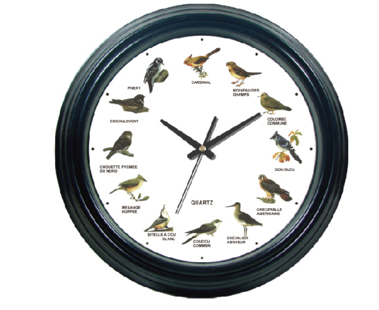 12 inch Plastic Musical Wall Clock with Bird Sound Home Decoration