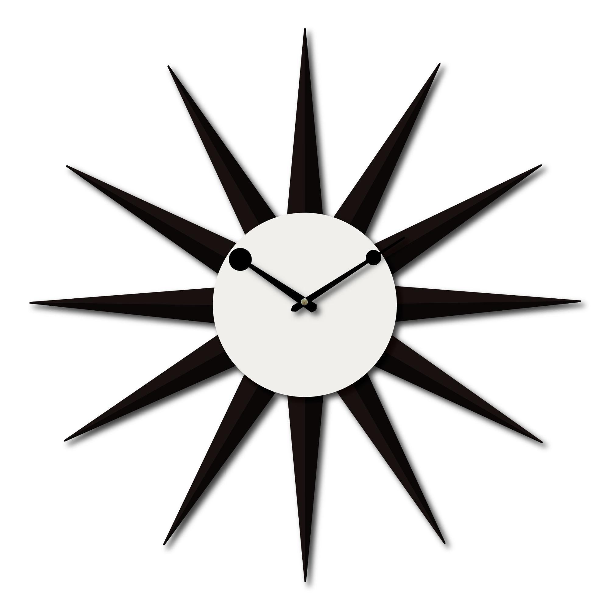 Modern Sunburst&Starburst Patterned Design Decorative Battery Operated Wooden Wall Clock For HOME Living Room Office