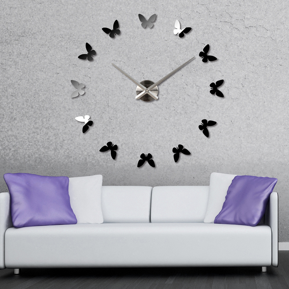 new design beautiful butterfly large 3D acrylic DIY wall clock