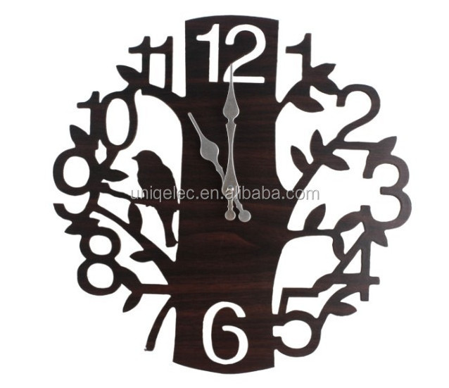 Wooden Tree Bird Cut Out Detail Wall Clock