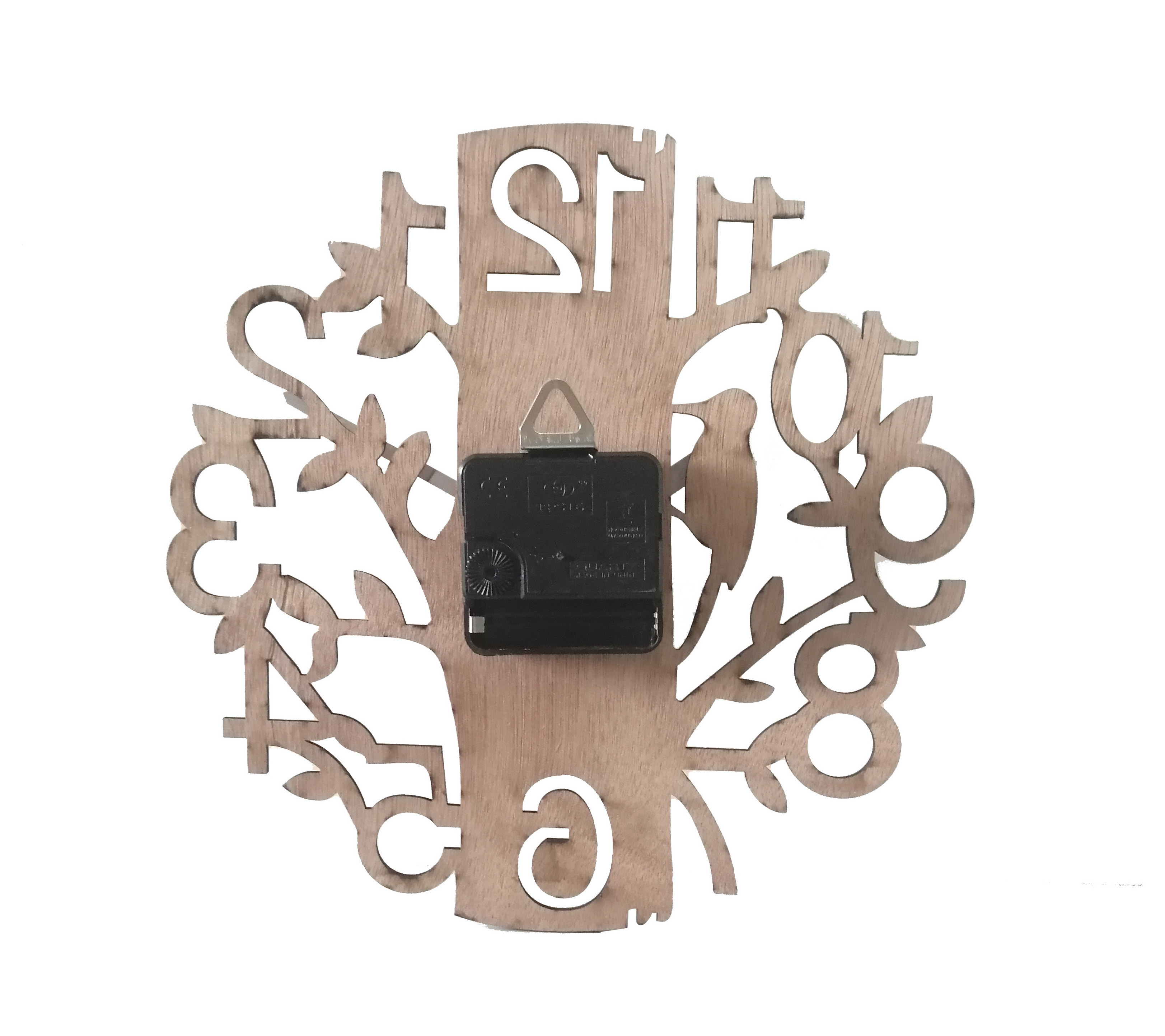 Wooden Tree Bird Cut Out Detail Wall Clock