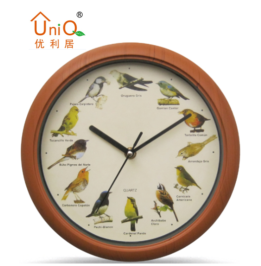 Decorative plastic wall clock with bird sounds