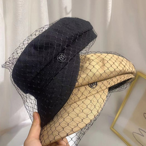 British Fashion Mesh Navy Hat Women's Casual Flat Top Versatile Vintage Octagonal Hat Newspaper women Hat Duck Tongue Beret