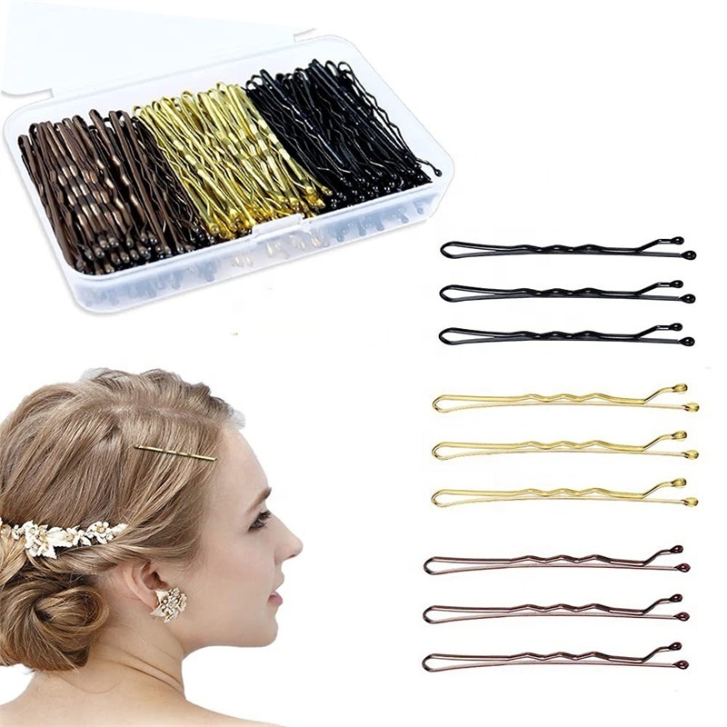 Fancy 150pcs Set Hair Styling Tools U Shaped Gold Blond Brown Black Bobby Pins with Storage Box Hair Slides Clip Hairpins