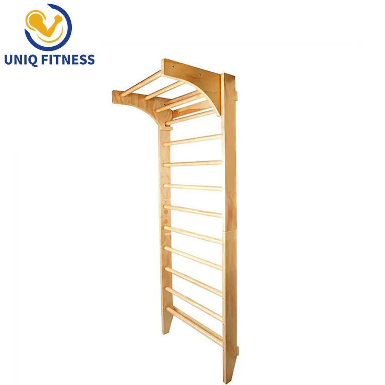 UNIQ Wooden Wall Mounted Swedish Ladder Family Gym Gymnastics Fitness Exercise Ladder Swedish Wall Mounted Bar Indoor Family Gym