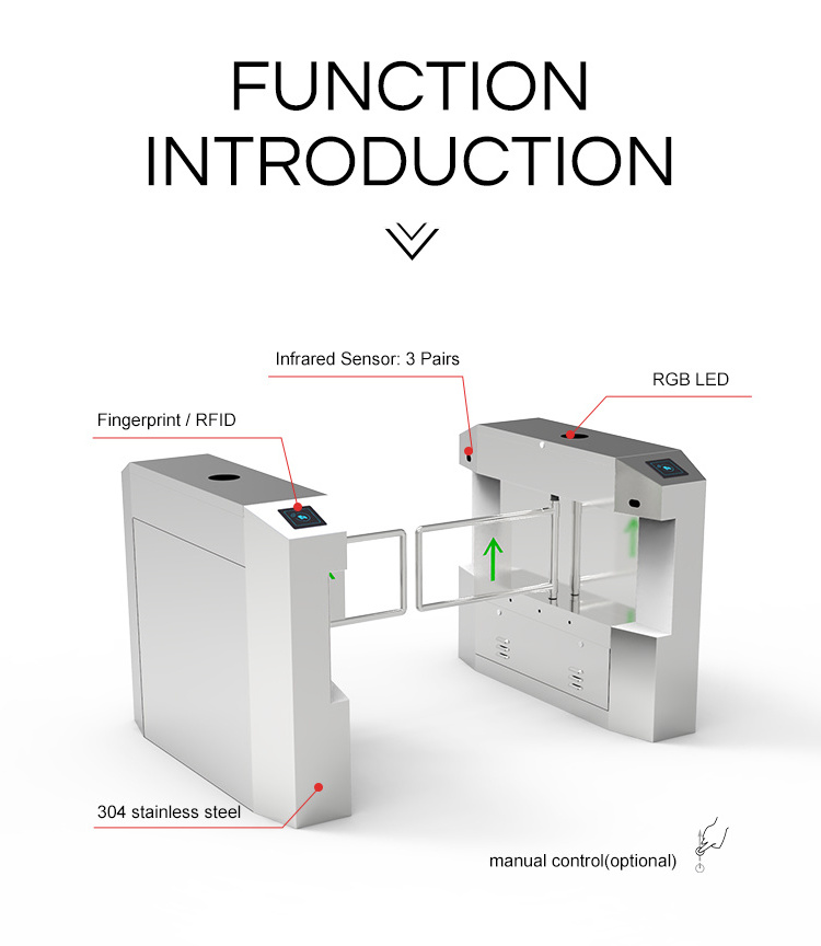 Access Control Swing Barrier Gate Auto Turnstile Electric Swing Entrance Control Supermarket Gate Security Swing Gate