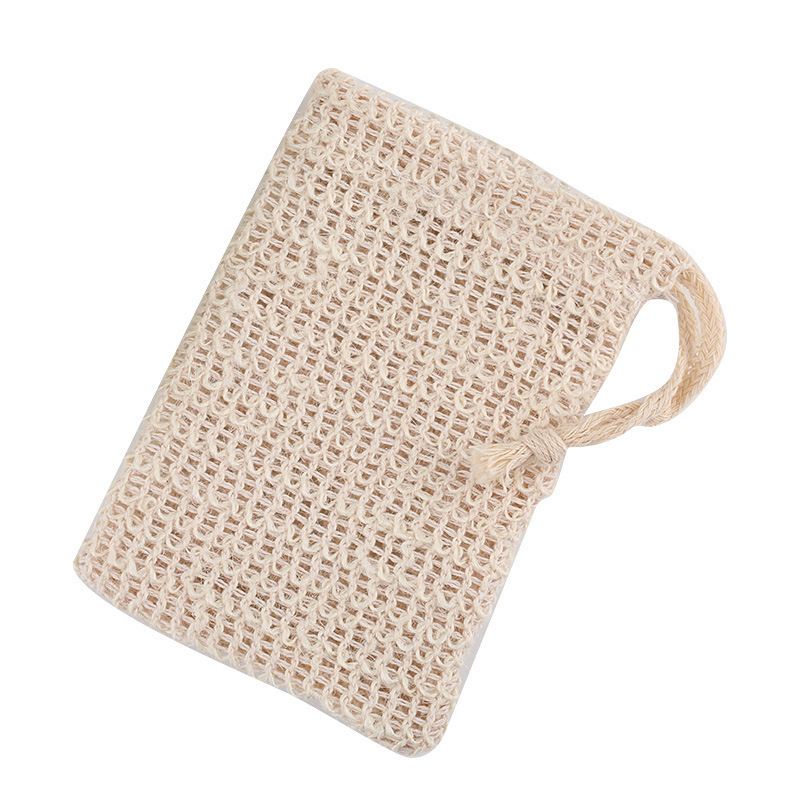 Eco Friendly Wholesale Jute Hemp Bamboo Natural Organic Cotton Drawstring Mesh Bag Sisal Soap Saver Bag Exfoliating Soap Pouch