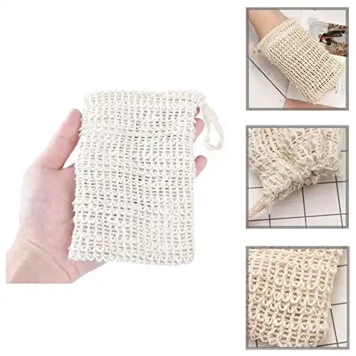 Natural Sisal Exfoliating Soap Pouch For Foaming Wholesale Mesh Soap Bag Mesh Net The Bars Shower With Drawstring Soap Pouch