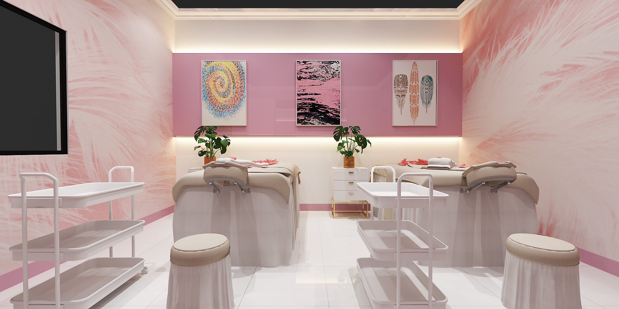 Pink Nail Manicure Salon Interior Design Brow Salon Furniture Beautiful Nail Beauty Shop Decoration