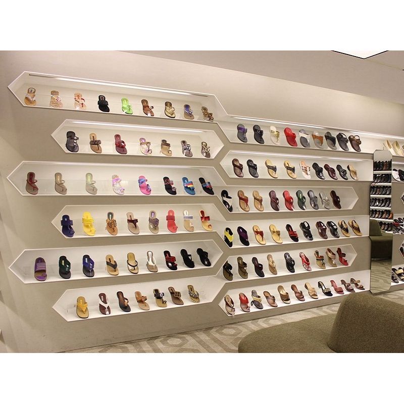 Wall Shoes Display Rack ,Shoe Store Shelves & Cabinet, Custom Retail Shoe Display Stands decoration For shoe Shop