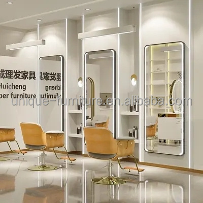 Luxury Hairdressing Styling Salon Stations Custom Hair Beauty Counter Table Design Barber Station For Beauty Shop Furniture