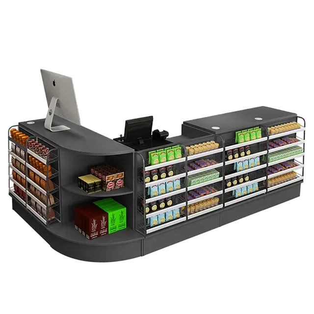 Retail Stores Cash Register Counter Durable Functional Cashier Counter Design Small Supermarket Checkout Counter