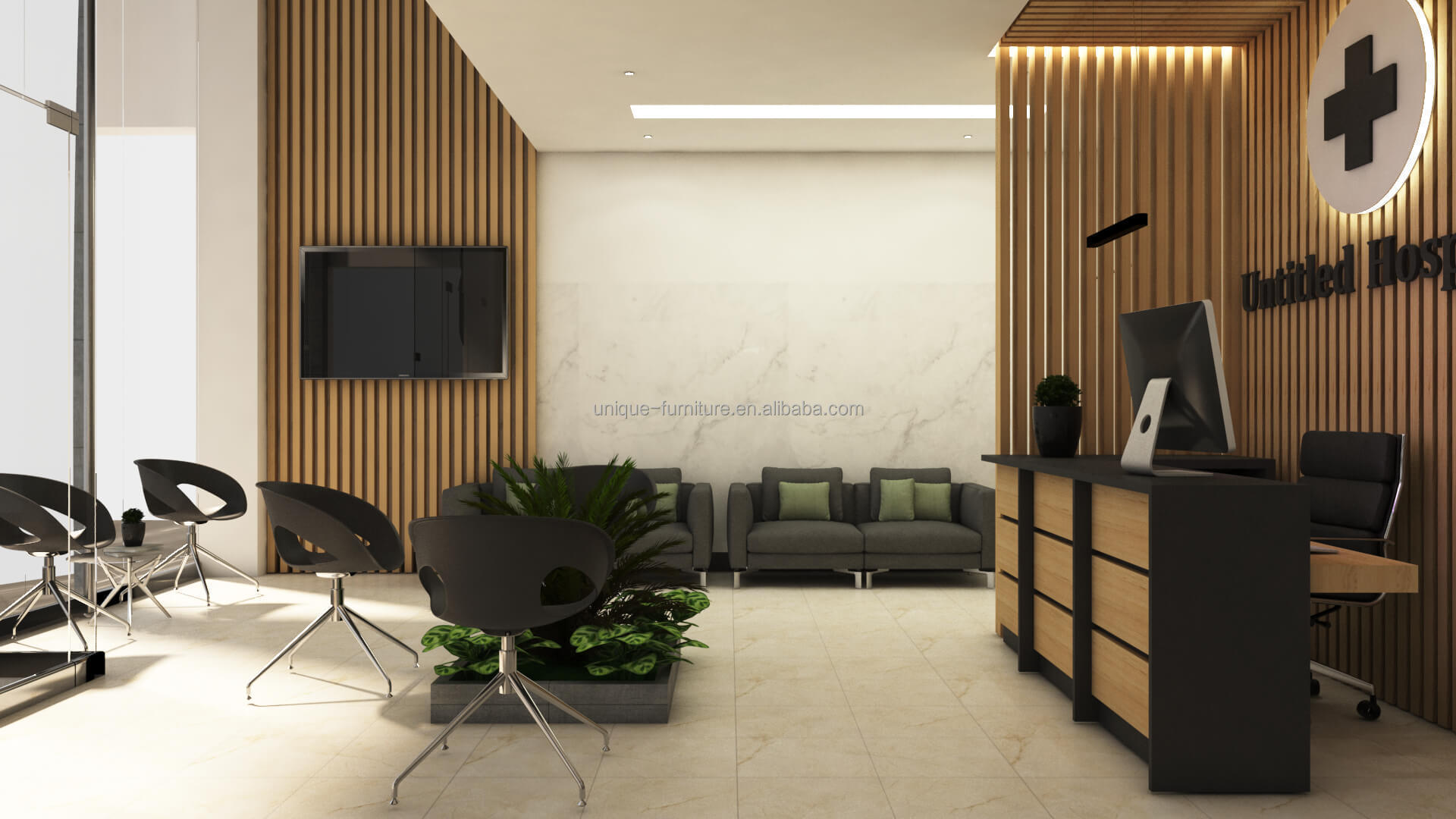 Trendy and simple customize artificial stone Reception Counter Front Desk for hospital