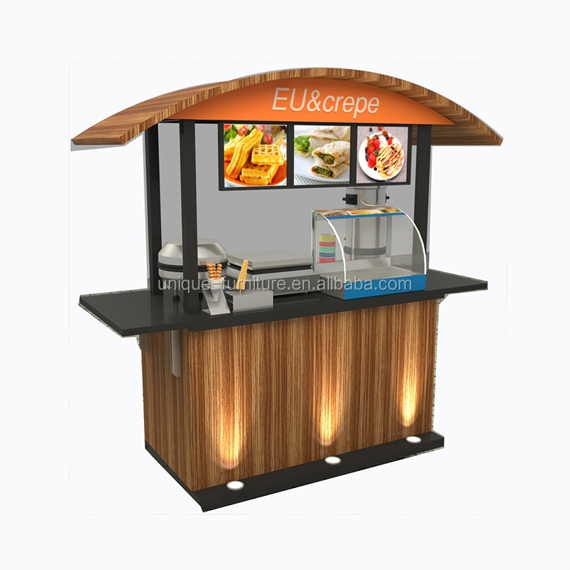 Best quality factory price food cart with solaire/ Retail ice cream cart mobile hotel food booth stand portable display for sale