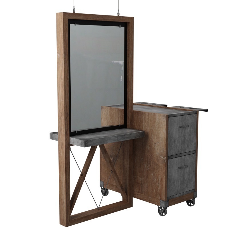 Modern double side salon styling mirror station with led light