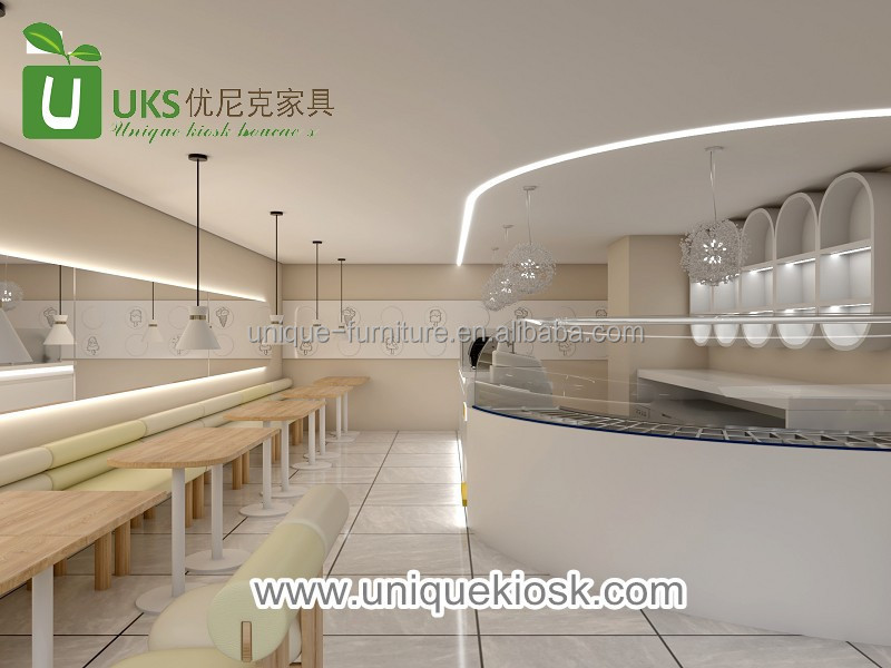 Luxury and useful ice cream shop furniture in yellow decoration smoothie booth roll up ice cream kiosk with LED light for sale