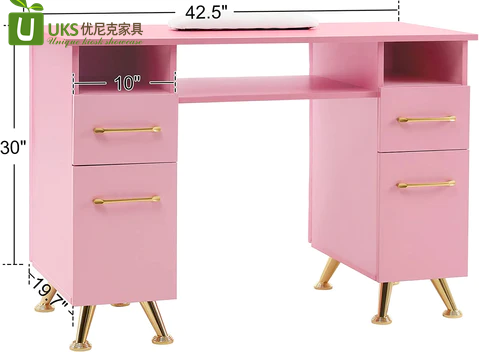 Delicate Pink Nail Table Nail Salon Manicure Desk Fashion European Style Nail Desk Salon Furniture