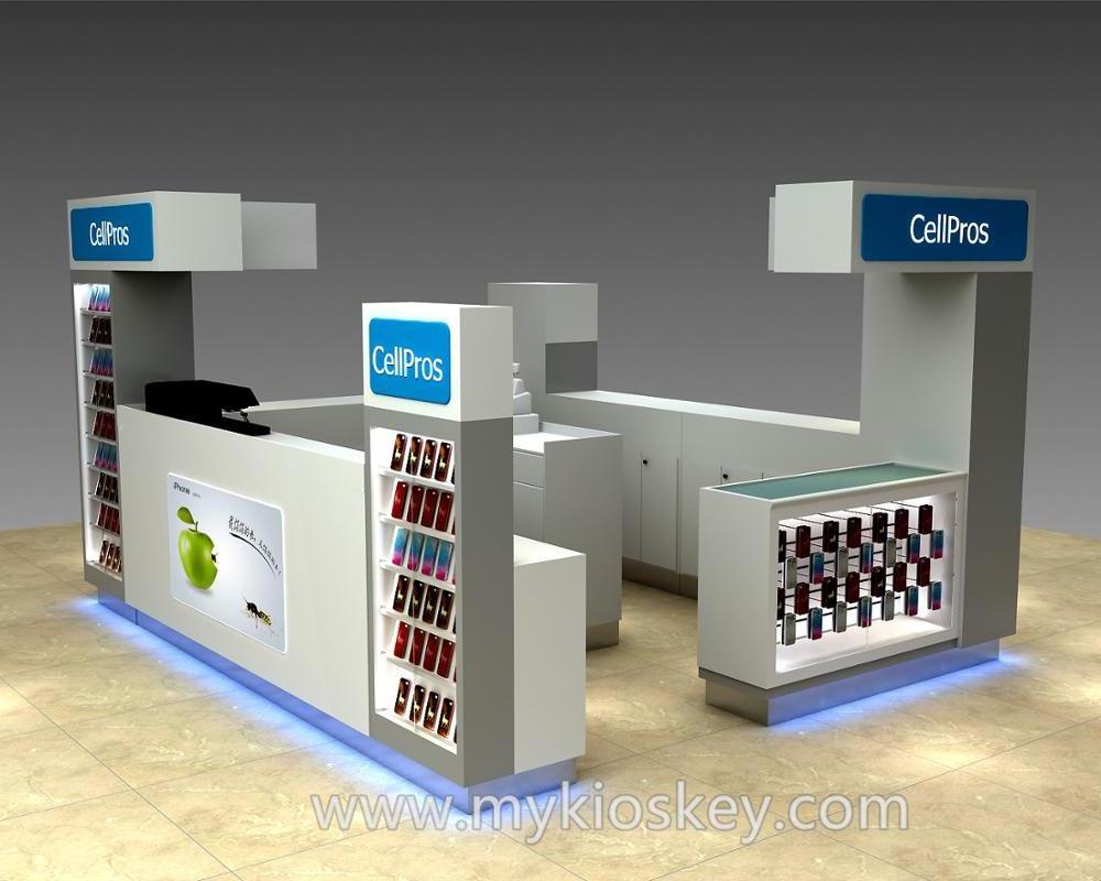 Luxury cell phone store display modern phone accessories booth curved display mobile phone shop counter for sale