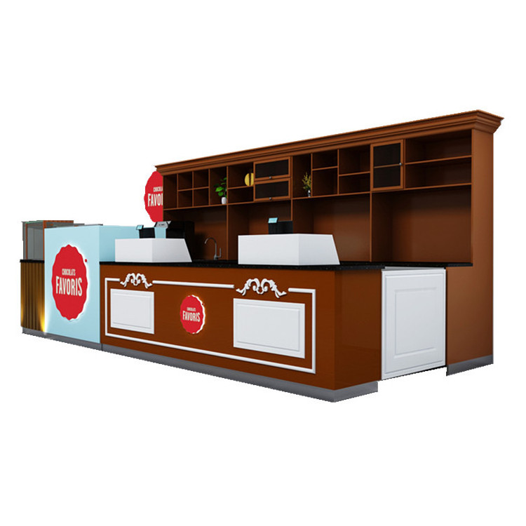 High grade customize black classic coffee food kiosk, cafe tea mall food kiosk design modern bubble tea stall design idea