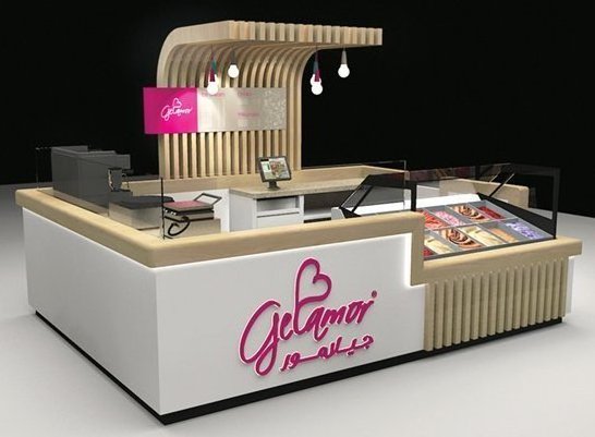 Solid Wood Rolled Ice Cream Kiosk In Mall Self-serve Frozen Yogurt Kiosk Design Gelato Popsicle Cart Stand Small Kiosk For Sale