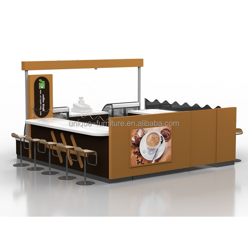 Attractive Food Kiosk Mall Retail Sushi Kiosk Portable Service Counter Coffee Booth Ice Cream Kiosk Snack Shop Furniture Design