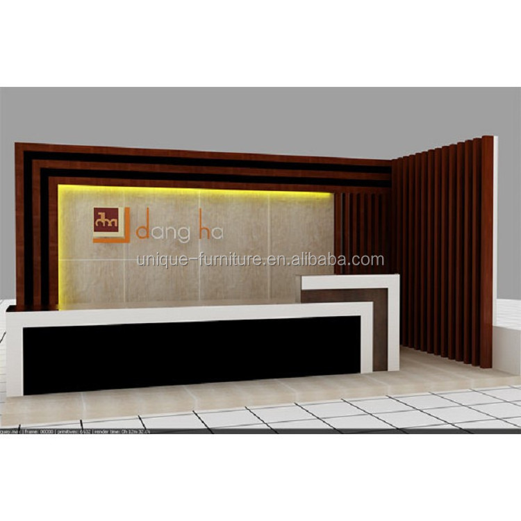 Unique salon reception desk red reception counter with back wall small modern gloss reception desk stand welcome table for sale