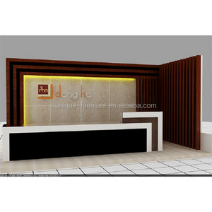 Unique salon reception desk red reception counter with back wall small modern gloss reception desk stand welcome table for sale