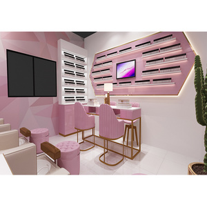 Pink Nail Manicure Salon Interior Design Brow Salon Furniture Beautiful Nail Beauty Shop Decoration